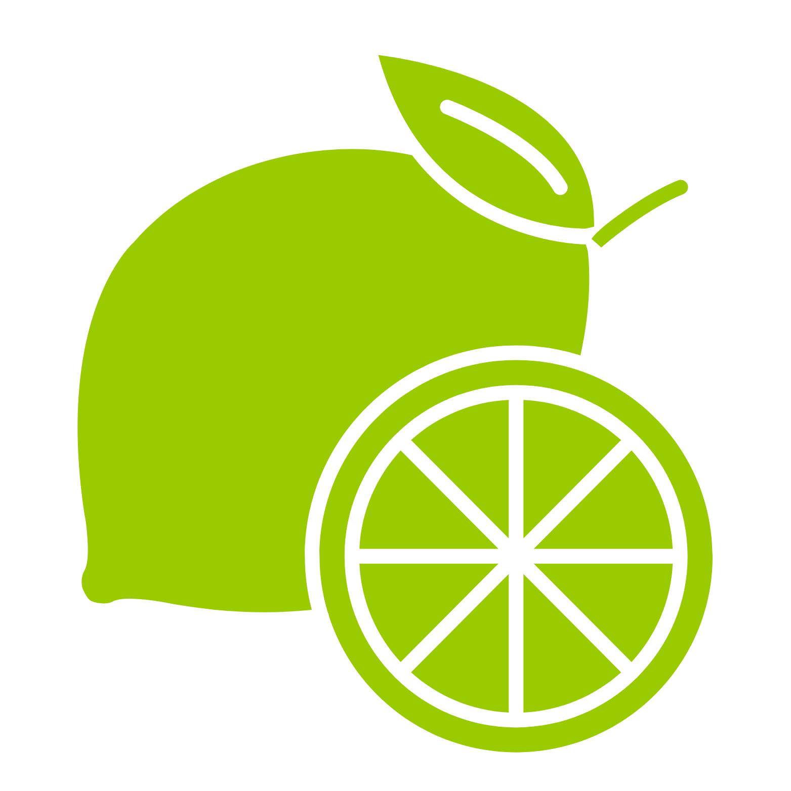 Progetto senza titolo (1) Icona di un'arancia stilizzata di colore verde